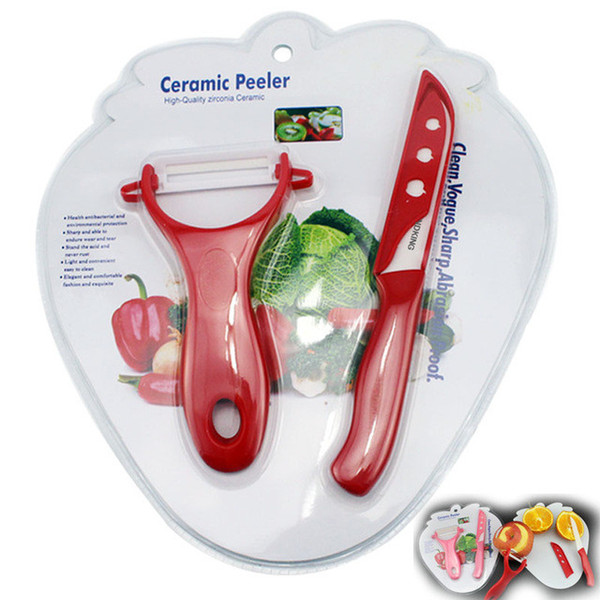 Brand 3 in 1 sets ceramic knife set fruit knife with peeler and chopping board