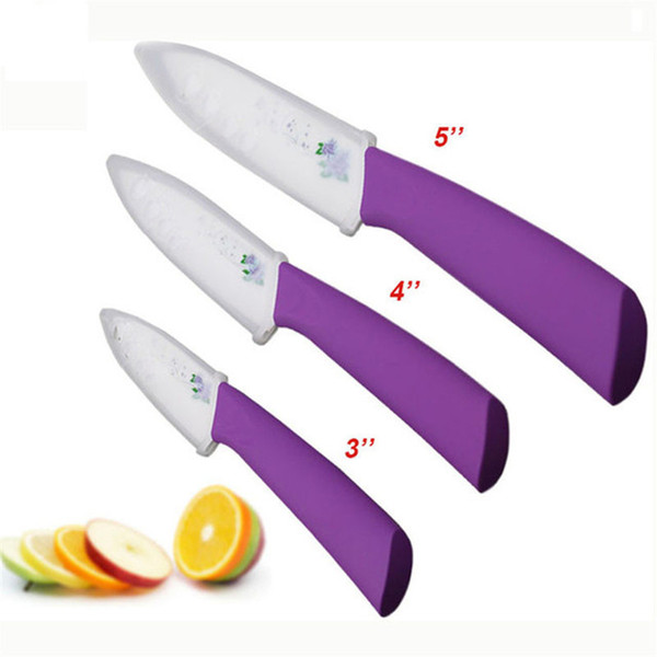 Hot High Quality Flower Painted Zirconia Ceramic Kitchen Knife Set fruit Kit 3