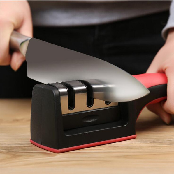 Wholesale Stainless Steel Three Stages (Diamond & Ceramic) Kitchen Knife Sharpener ,Sharpening Stone Household Knife Sharpener Kitchen Tools