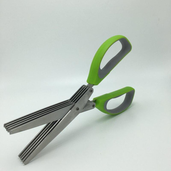 Heavy Duty Chopping Scissors 5 Blades With Brush Seaweed Vanilla Office Cut Shredding Scissors Sharp Herb Green Onion Tool Best Quality