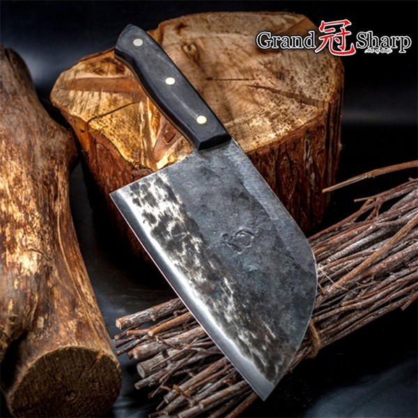 7 Inch Handmade Forged Chef Knife Clad Steel Forged Chinese Cleaver Professional Kitchen Chef Knives