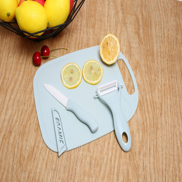 Fruit peeler vegetable board cutting board three-piece household kitchen ceramic knife peeling tool portable kitche Peeling Tool Kitchenware