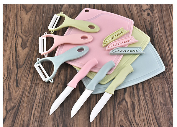 ABS Cutting Board Fruit Plate 3pcs/set Chopping Block Ceramic Paring Knife and Peeling Tool Kitchenware