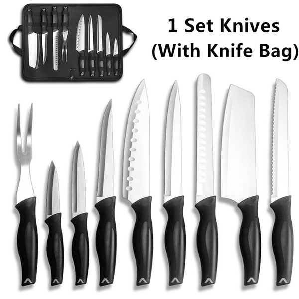 9Pcs Professional Chef Knife Set Kitchen Knives Stainless Steel Knife Set with One Nylon Knife Bag