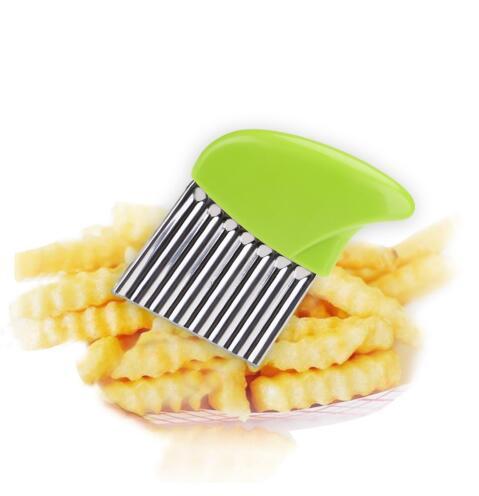 French Fries Cutter Stainless Steel Potato Chips Wavy Edged Cutter Knife Fruit Vegetable Slicers Shredders Kitchen Gadget