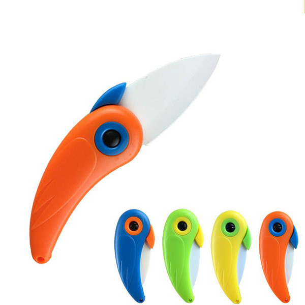 Parrot Bird Ceramic Knife Pocket Folding Bird Knife Fruit Paring Knife Ceramic With Colourful ABS Handle Kitchen Tools Free DHL