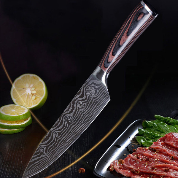 Kitchen Tools Stainless Steel Delicate knife Color Wooden Handle Slicing Fruit Vegetable Meat Sharp Damascus Knife With Box DH0587-1 T03