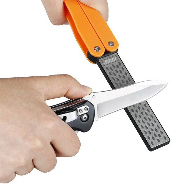 Knife Sharpener Portable Folding Double Sided Diamond Sharpener 600 Grit Fine Sharpening Stone Travel Outdoor Tools Orange-Free shipping