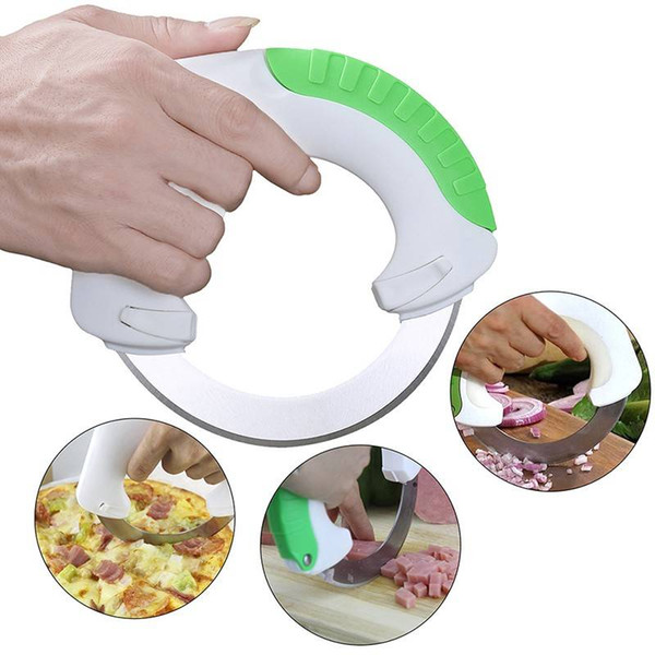 Hot Freeshipping Kitchen Circular Knife Stainless Steel Rolling Slicer Food Cutter Vegetable