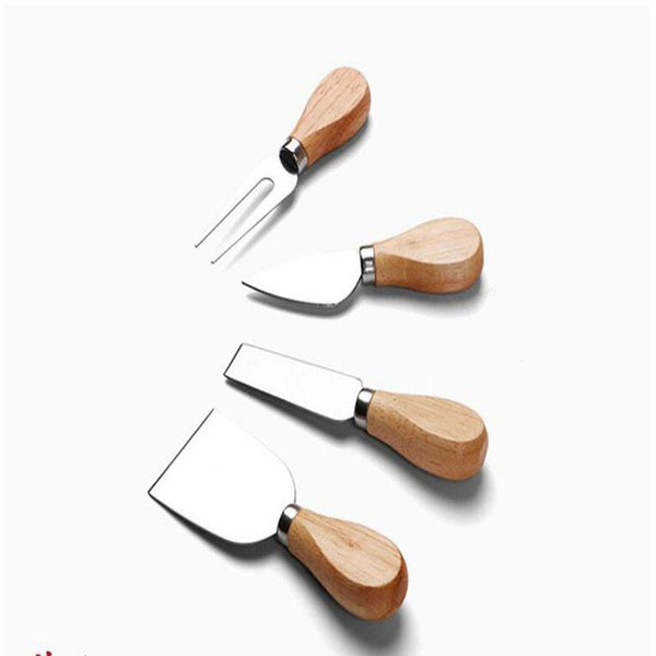 4 Pcs Set Cheese Knives with Wood Handle Steel Stainless Cheese Slicer Cheese Cutter Kitchen Knives