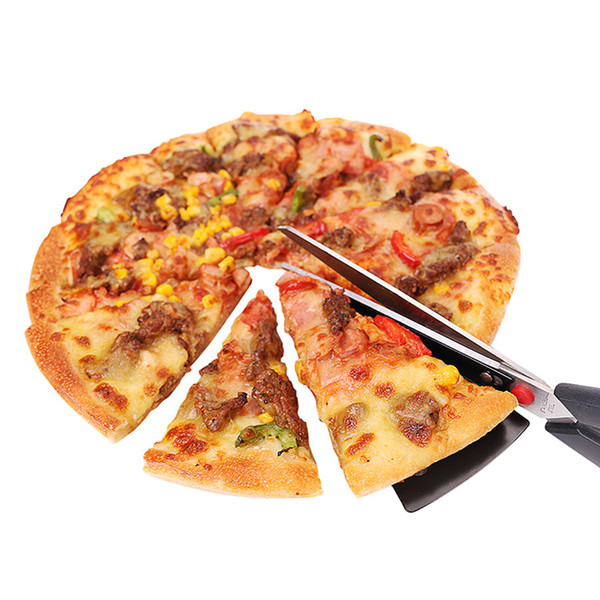 Popular Pizza Scissors Cutter Tray Slicer Divider Stainless Steel Pizza Shovel Scissors Pancake Cutter Spatula Pizza Baking Tools KCA1106