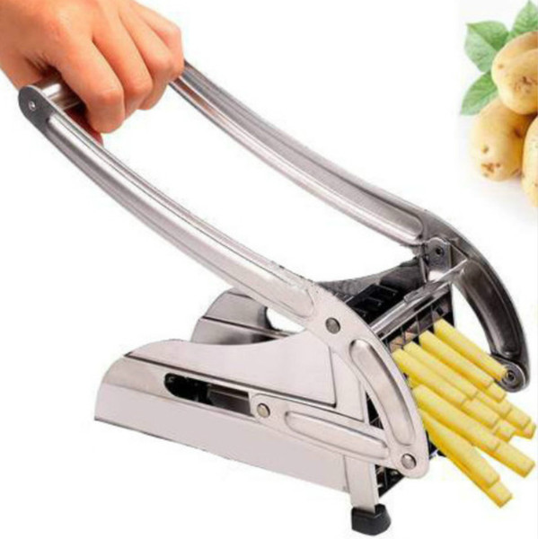 French Fries Potato Chips Strip Cutting Cutter Machine Maker Stainless Steel Slicer Chopper Dicer + 2 Blades Kitchen Tools