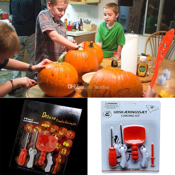 5Pcs/lot Halloween Pumpkin Carving Kit DIY Adult Kids Children Pumpkin Lantern Carving Toy Knife Set Tools WX9-83