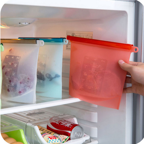 Silicone Food Preservation Bag Wraps Fridge Food Storage Containers Refrigerator Bag Kitchen Colored Ziplock Bags 4 Colors