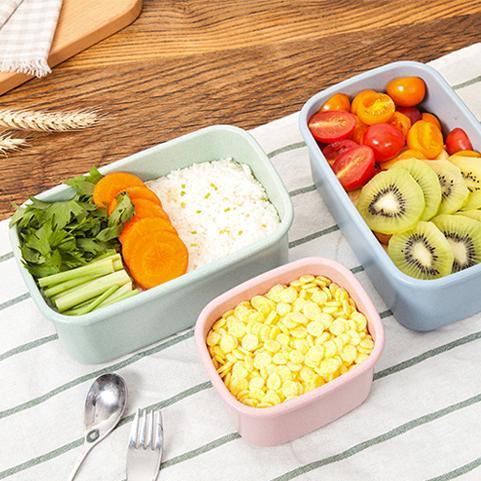 3 Pcs/lot Wheat straw Lunchbox Bento Lunch Box Food Fruit Storage Container Plastic Lunch box Microwave Cutlery Set Gift