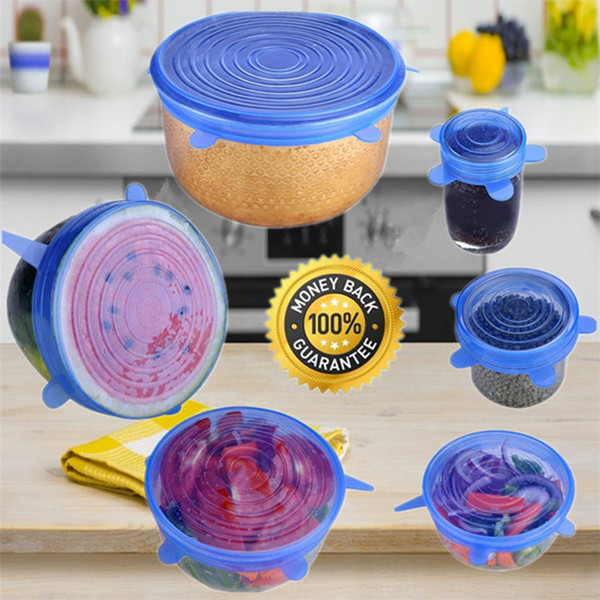 6PCS/Set Universal Silicone Suction Lid-bowl Pan Cooking Pot Lid-silicon Stretch Lids Silicone Fruit Cover Pan Spill Lid Stopper Cover m026