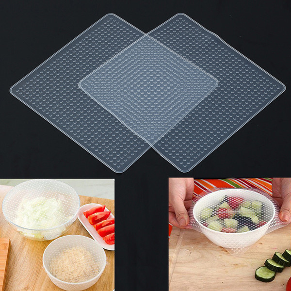 4pcs/set Food Cling Film Silicone Wraps Bowl Cover And Food Stretch Lid Wraps Seal Vacuum Cover Lid Stretch Kitchen Tools WX9-249