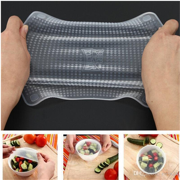 4pcs/set Magic Silicone Food Wrap Seal Cover Stretch Cling Film Fresh Keep Keep Food Fresh Cling Film