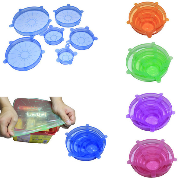 NEW 6Pcs Universal Originality Silicone Lids Stretch Pot Lids Food-grade Environmental Protection Fresh cover Sealing cover IA571