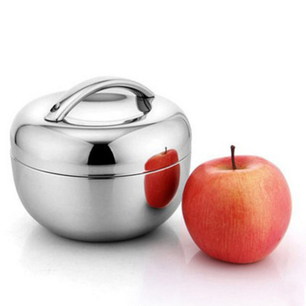 Double Wall Stainless Steel apple Lunch Box picnic box with handle Thermos Food Container 800ml,1l,1.3l Tableware Dinnerware set C18112301