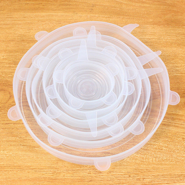 6pcs/set Kitchen Storage Wraps Cover Silicone Stretch Lids Pot Lid Bowl Covers Wrap