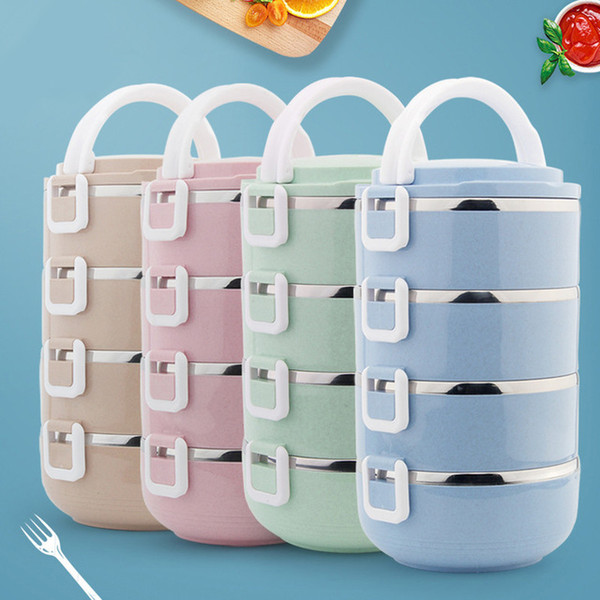 Custom logo 1Pcs Gradient Color Japanese Lunch Box Thermal For Food Bento Box Stainless Steel LunchBox For Kids Portable Picnic School