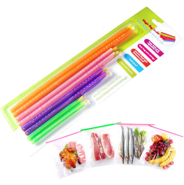 100sets New Arrival Magic Bag Sealer Stick Unique Sealing Rods Great Helper For Food Storage Sealing cllip sealing clamp clip wn510