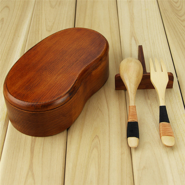 Aoosy Single Layer Cashew Shape Brown Wood Lunch box of Outdoor Play Sushi Lunch Bowls Free Delivery