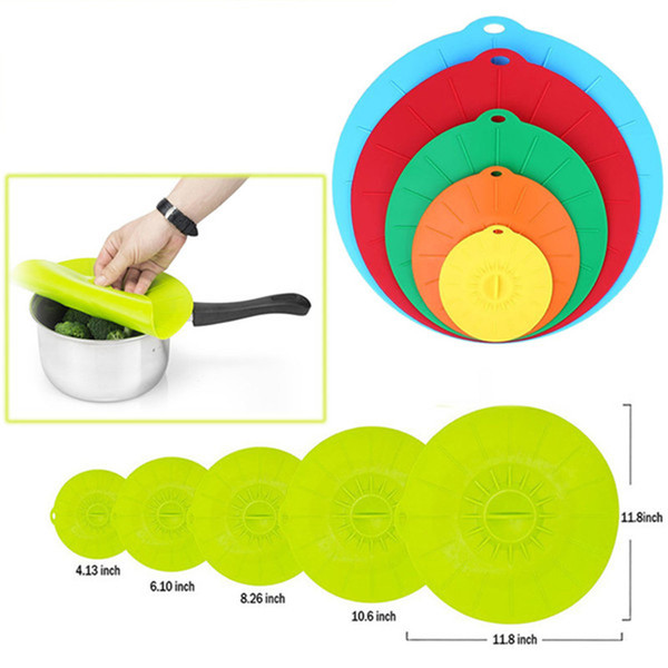 5 Pcs/Set Silicone kitchen cover Cooking Tools Flower spill stopper silicone lid for pot microwave cover Fresh cover