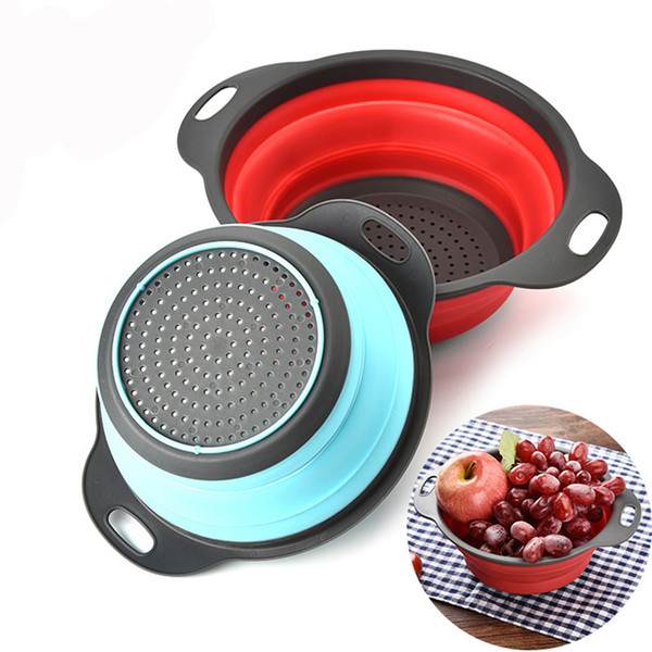 Creative Kitchen Round Silicone Foldable Drain Storage Basket Cutlery Shelving Of Fruits And Vegetables Tool Container free dhl