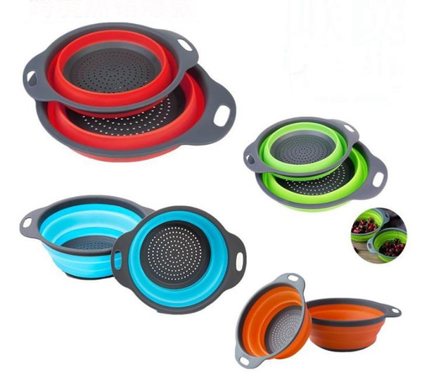 2pcs/set Collapsible Silicone Colander Folding Mesh Colander Fruit Vegetable Strainer Home kitchen Accessories Tool