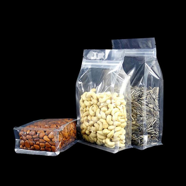 100Pcs Big Capability Food Moisture-proof Bags,Clear Bags Stand Up Pouch, Flat Bottom Packaging Bags for Snack Cookies Baking