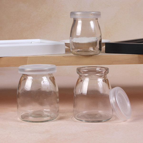 Glass Stash Container Jar Storage Bottles Box and Llids Milk Yoghourt Jelly Mousse Dessert Bottle for Tobacco Herb Candy Jam Jar