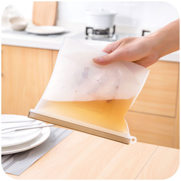 Reusable Refrigerator Fresh Bags Kitchen Food Sealing Storage Bag Home Food Grade Silicone Fruit Meat Ziplock Kitchen Organizer