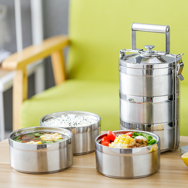 Stainless Steel 1.4L 2.1L 2.8L Food Container Lunch Box Thermos School Bento Storage Portable Lunchbox Dinnerware