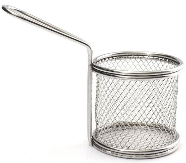 Novelty Kitchen Cooking Tools Mini Stainless Steel French Fries Net Fry Fryer Basket Small Round Net 9x8x7.5cm LLFA