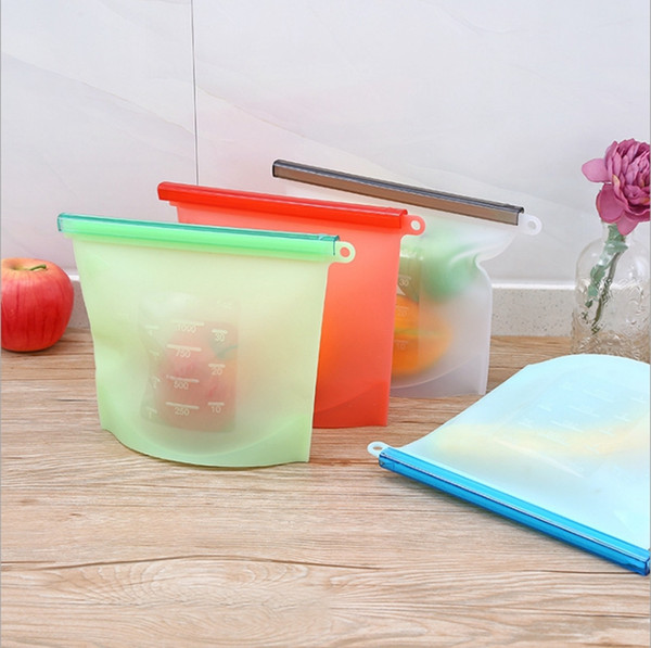 Food Fresh Bags Reusable Silicone Food Storage Containers milk Fruit Meat Vacuum Sealer Bags Refrigerator Bag Kitchen Tools 4 Colors YW1195