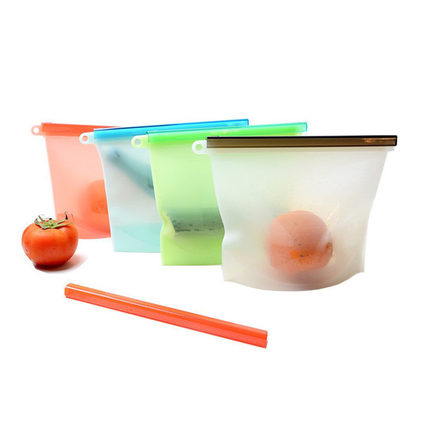 Silicone Food Bag Fresh Sealed Bags Reusable Preservation Bags Airtight Seal Storage Container 1000ml