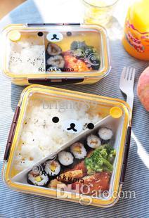 Wholesale-Cute Rilakkuma lunch box, plastic lunch box microwave single sub-grid bento box cartoon