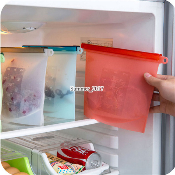 1500ml 1000ml Reusable Silicone Food Fresh Keep Storage Bag Keeping Container Freezing Heating Portable Re-use Vacuum Food Sealer Picnic Bag