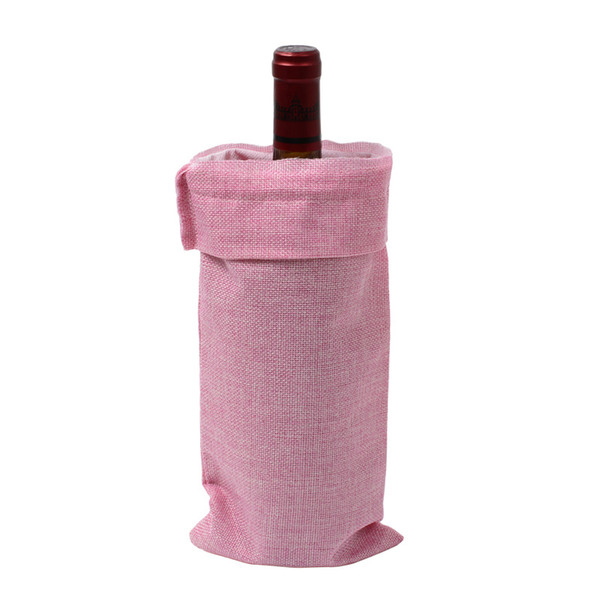 Wholesale 14Colors Linen Drawstring Wine Bags Dustproof Wine Bottle Packaging Bag Champagne Pouches Party Gift Wrap DHL Free Shipping