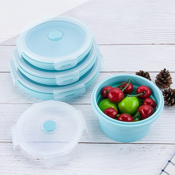 Silicone Lunch Box Portable Collapsible Folding Food Storage Container Kitchen Microwave, Dishwasher and Freezer Safe Household Picnic bento