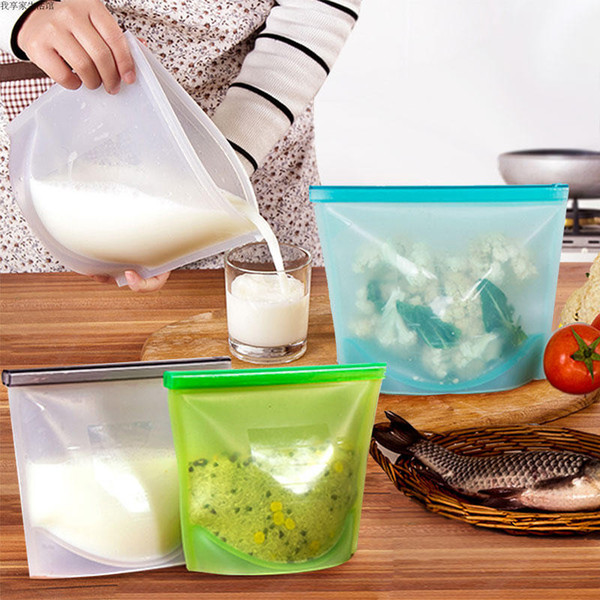 Reusable Vacuum Food Sealer Bags Silicone Food Storage Container Refrigerator Bag Kitchen Colored Ziplock Bags Fresh Keeping Container