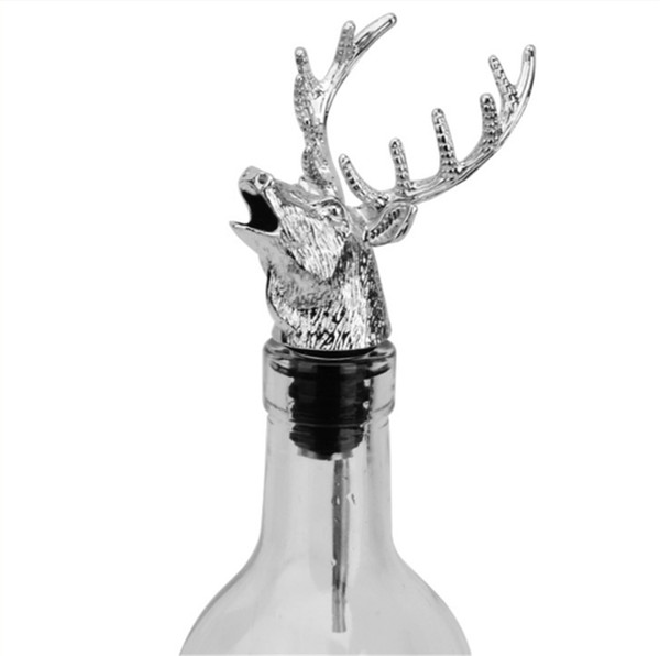 Unique Zinc Alloy Christmas Deer Wine Bottle Plug Wine Pourer Decanters Keep Fresh Wine Bottle Stoppers Bar Tools Gifts