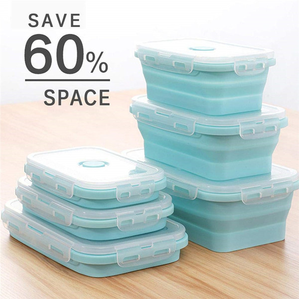 Folding Silicone Food Storage Container 3 Pack Portable Lunch Box Reusable Collapsible Bento for Outdoor Camping Picnic Container