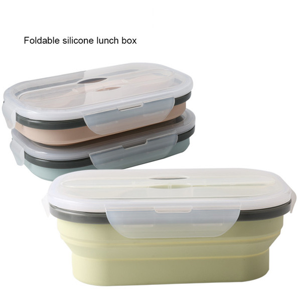 Silicone Food Storage Containers, Silicone Collapsible Lunch Bento Box with Lid for Lunch, Leftovers, Salad - Microwave, Dishwasher and Free