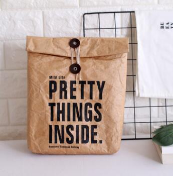 Fashion Paper Lunch Bags Reusable Food Storage Box Sack Durable Insulated Portable Kraft Brown Paper Bag Picnic for Men Women