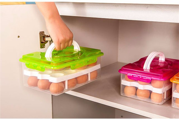 Multifunctional Egg Food Container Storage Box 24 Grid Bilayer Basket Organizer Home Kitchen Gadgets Items Accessories Supplies Products