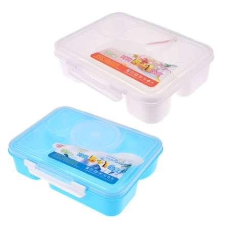 Portable Microwave Picnic Lunch Box 5+1 Fruit Food Container Storage Box Outdoor Travel Bento Box with Spoon