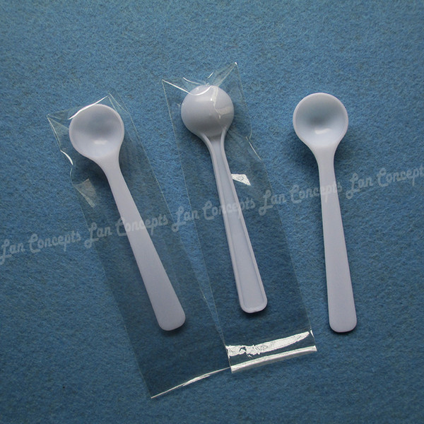 Free shipping-100pcs/lot 1g gram 2ML PP spoon plastic measuring scoop with individual packing for medical milk powder 95x22x11mm -OP976B